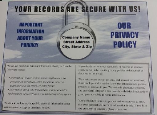 Picture of #PRIVACY-BL PERSONALIZED PRIVACY BROCHURES (BLUE)