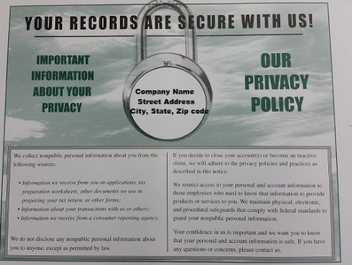 Picture of #PRIVACY-GN PERSONALIZED PRIVACY BROCHURES  (GREEN)