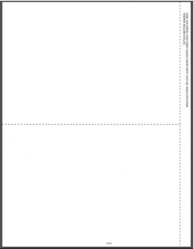 Picture of 5144 | Blank Laser Paper - 1 Vert Perf & 1 Cross Perf  2-Up Format