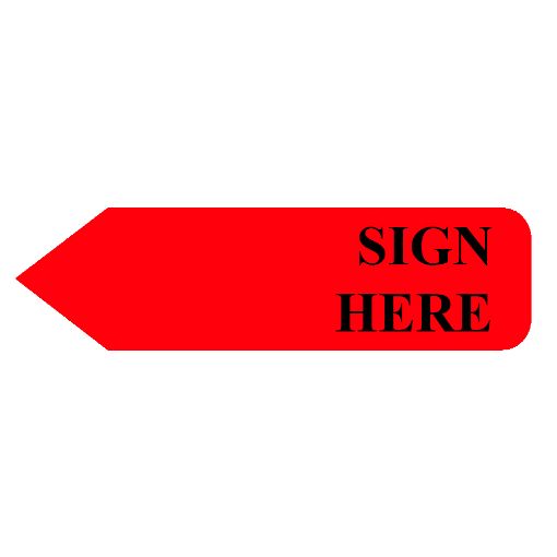 Picture of 81024 "SIGN HERE" - Redi-Tag Color is RED