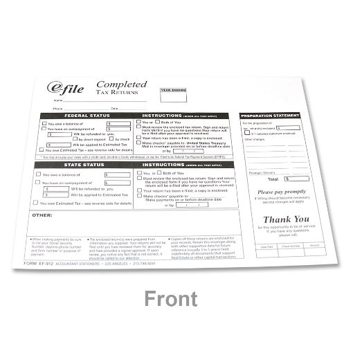 Picture of EF-912 E-FILE COMPLETED TAX RETURNS - ALL IN ONE 