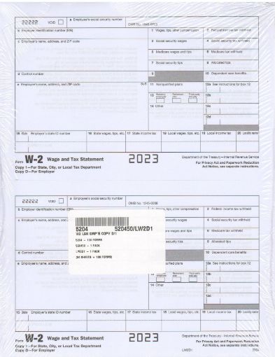Picture of 5204 | W-2 Employer Record - Copy D or Copy 1