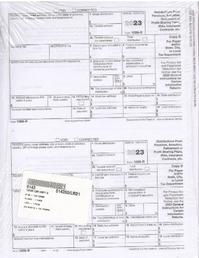 Picture of 5143 | 1099-R Payer Copy D  2-Up Format