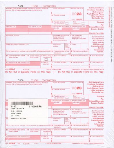 Picture of 5140 | 1099-R Federal Copy A (Red)  2-Up Format