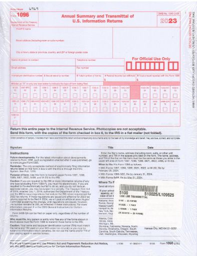 Picture of 5100 | 1096 Federal Annual Summary & Transmittal U.S. Information Returns