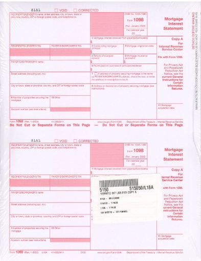 Picture of 5150 | 1098 Mortgage Interest Federal Copy A (Red)