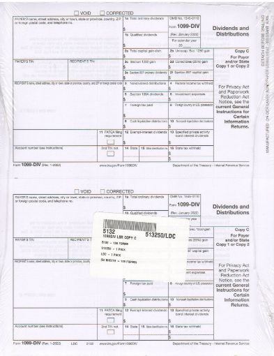 Picture of 5132 | 1099-DIV Payer or State Copy C  2-Up Format