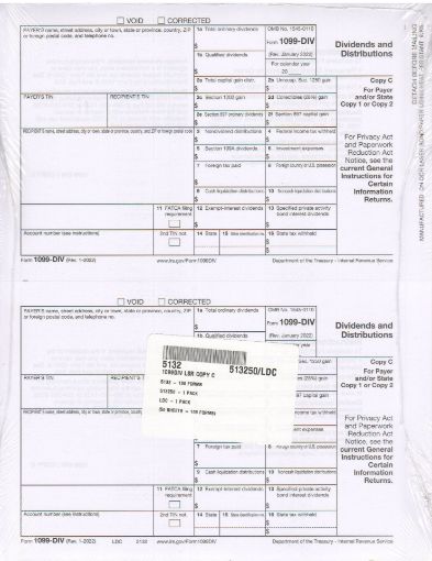 Picture of 5132 | 1099-DIV Payer or State Copy C  2-Up Format