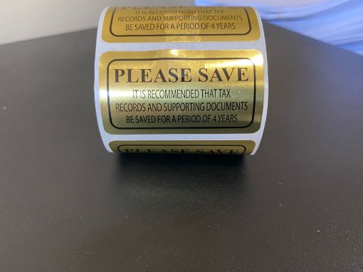 Picture of 14-SAVE-G "SAVE TAX DOCUMENTS" GOLD FOIL LABELS
