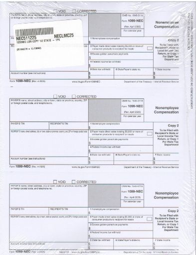Picture of NEC5112 | 1099-NEC Payer or State Copy C  2-Up Format