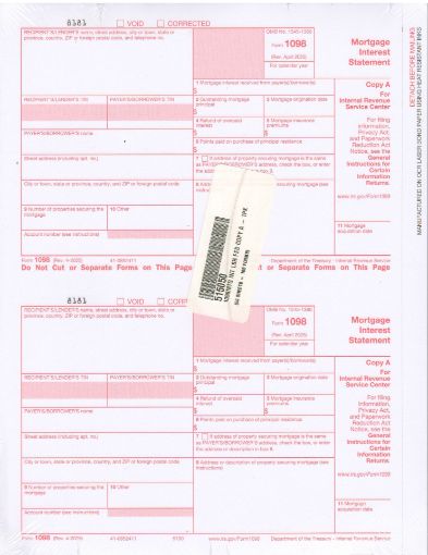 Picture of 5150 | 1098 Mortgage Interest Federal Copy A (Red)