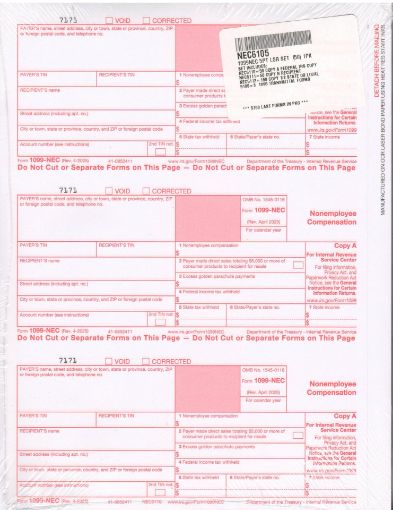 Picture of NEC6105 - 1099 5-PART Printed Pre-Packed Set