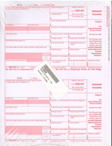 Picture of 5120 | 1099-INT Federal Copy A (Red)  2-Up Format