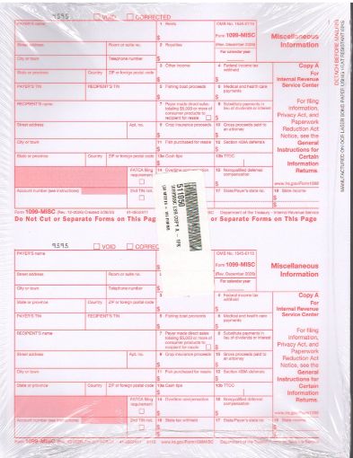 Picture of 5110 | 1099-MISC Federal Copy A (Red)  2-Up Format