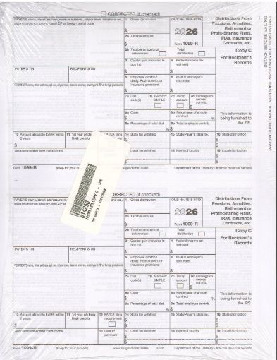 Picture of 5142 | 1099-R Recipient Copy C  2-Up Format