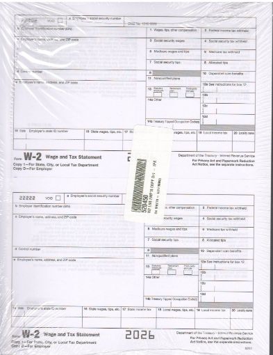 Picture of 5204 | W-2 Employer Record - Copy D or Copy 1