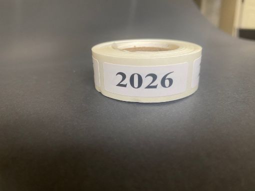 Picture of YEAR-WHT-B26 - "2026" TAX YEAR LABELS- BULK ROLL - WHITE GLOSS